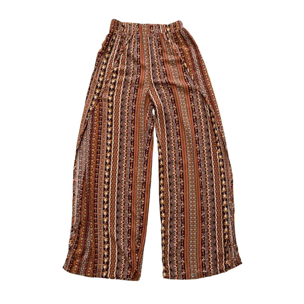 🌸3 For $30🌸Split Hem Elastic Waist Wide-Leg Pants